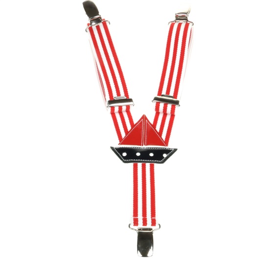 Jungen Hosenträger mit roten und weißen Streifen