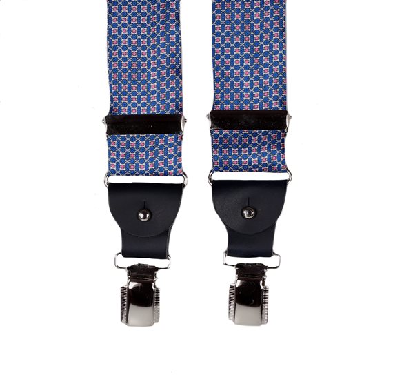 Blauer Seidenhosenträger mit Ketten