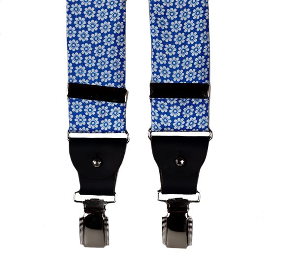 Königsblaue Seidenhosenträger mit Margeriten