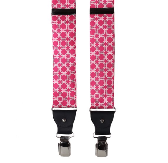 Fuchsia Seiden Hosenträger mit weißen Gliedern