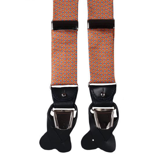 Orange Seiden Hosenträger mit blauen Gliedern