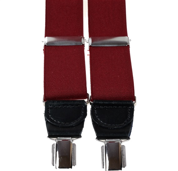 XXL Hosenträger aus Burgunder Leder