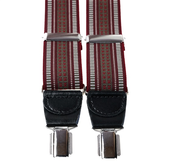 XXL Hosenträger aus Jacquard-Leder Bordeaux