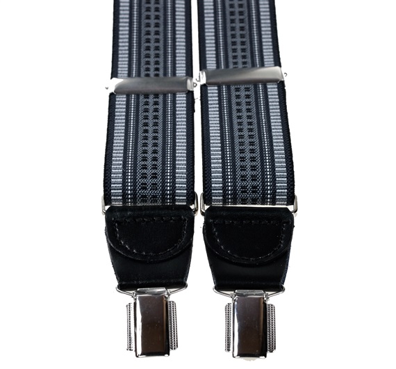 XXL Hosenträger aus Jacquard-Leder Grau
