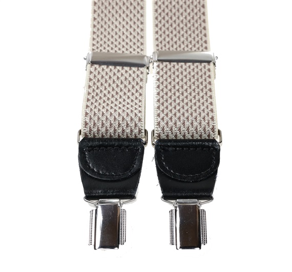 XXL Hosenträger Leder Rauten Beige Stein