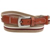 Elastischer Kinder Gürtel Beige mit Bordeaux Streifen