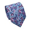 Krawatte und Seiden-Taschentuch Paisley Blau und Rosa