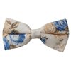 Fliege Beige mit Kamel- und Blauen Blumen