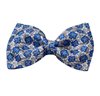 Fliege und Seidentaschentuch Blumen Blau und Grau
