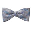 Fliege und Seiden-Taschentuch Grau Paisley Blau