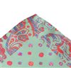 Grünes Seiden-Taschentuch mit orangefarbenem Paisley-Muster