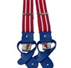 Schmale Elastische Hosenträger aus Rotem Leder mit Blauen Streifen