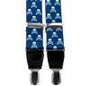 Elastische Leder Hosenträger Blau mit Weißen Totenköpfen