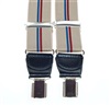 Elastische Hosenträger aus Leder mit blauen und granatfarbenen Streifen