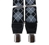 Elastische Hosenträger aus grauem und schwarzem Leder mit Rautenmuster