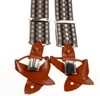 Elastische Hosenträger aus braunem Leder mit Rautenmuster