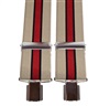Elastische Hosenträger in Beige und Bordeauxrot mit Streifen