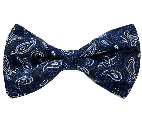 Marineblaue Fliege mit Paisley-Design in Blau